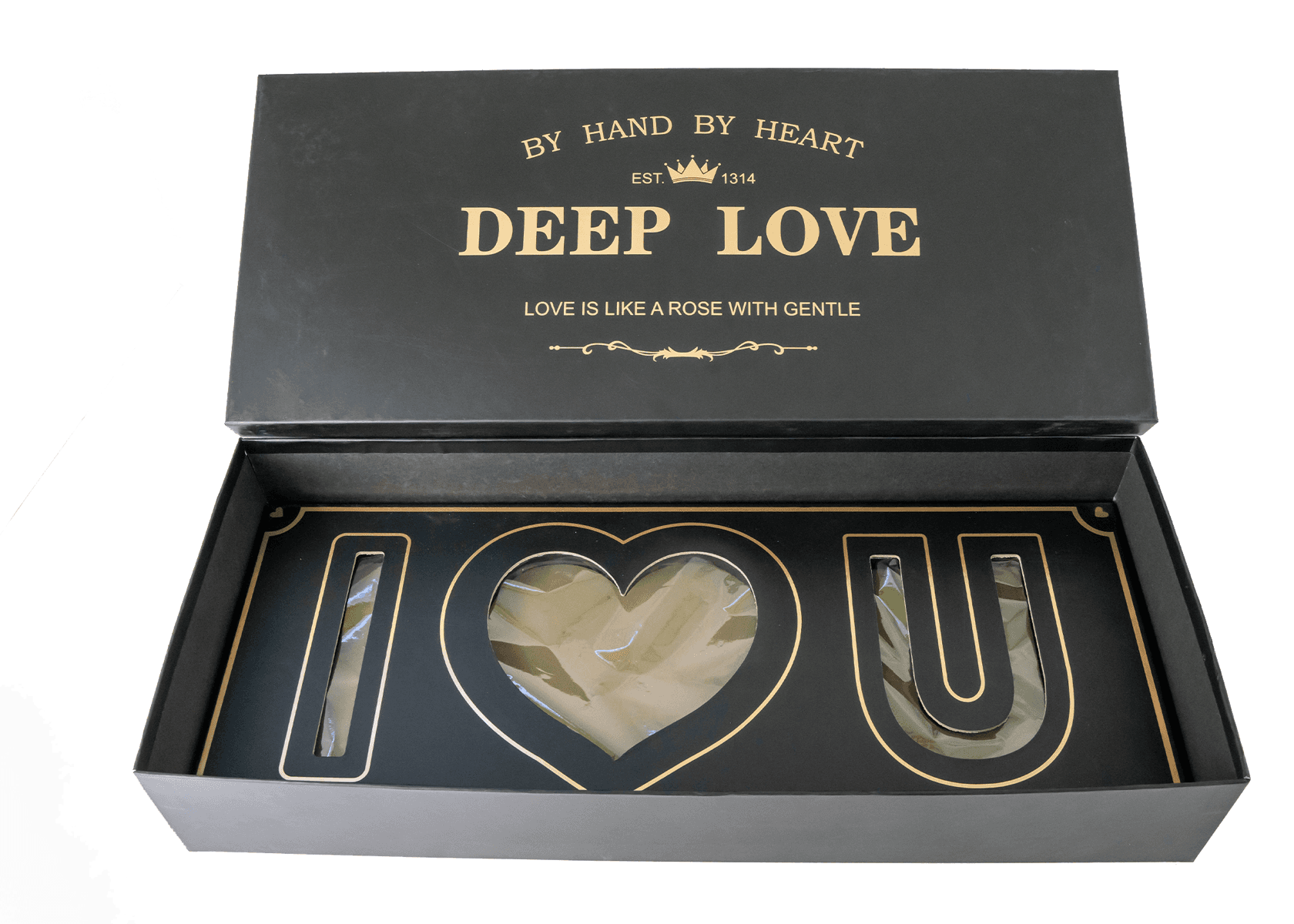 "I love You" Deep Love Flower Box  - Black