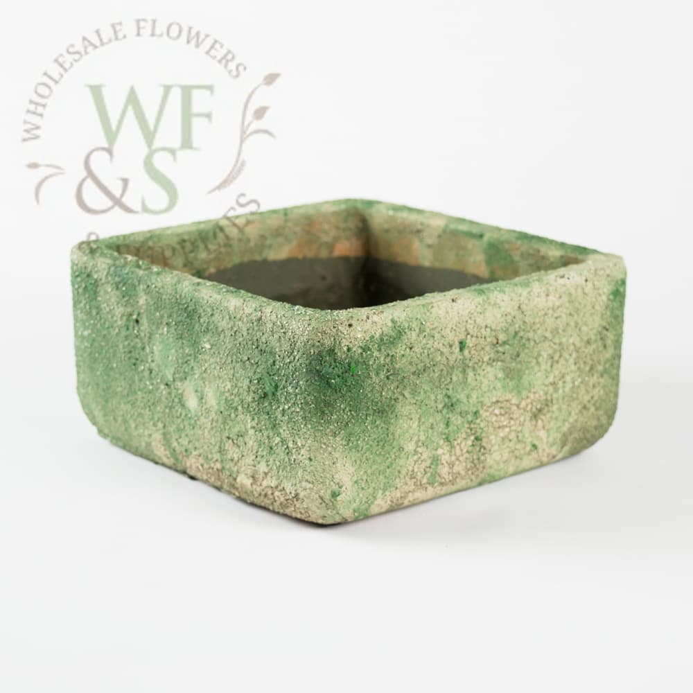Large Clay Square Green Moss Planter Pot DISC