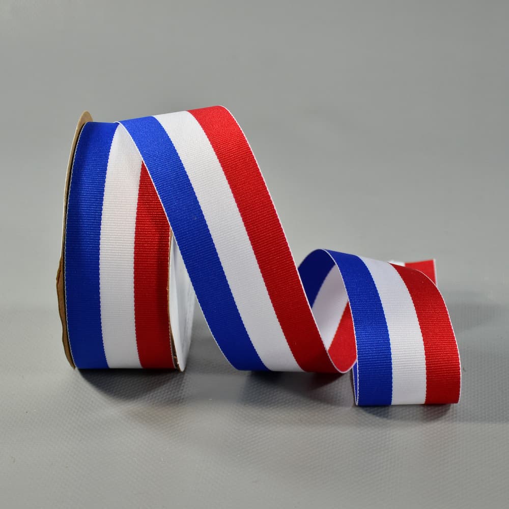 1 1/2" Stripe Red, White and Blue Flora Ribbon