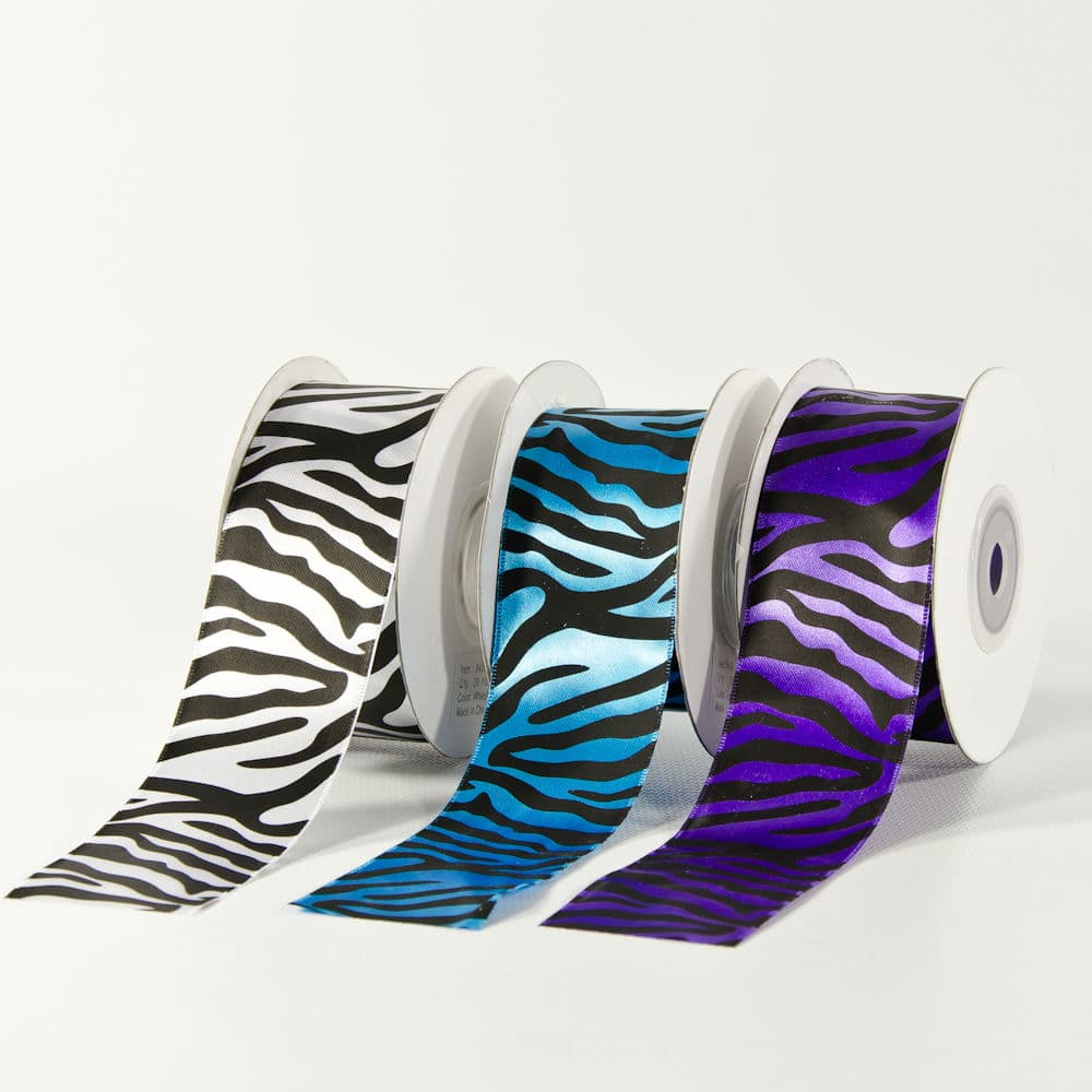 1 1/2" Wide Satin Zebra Stripe Ribbon