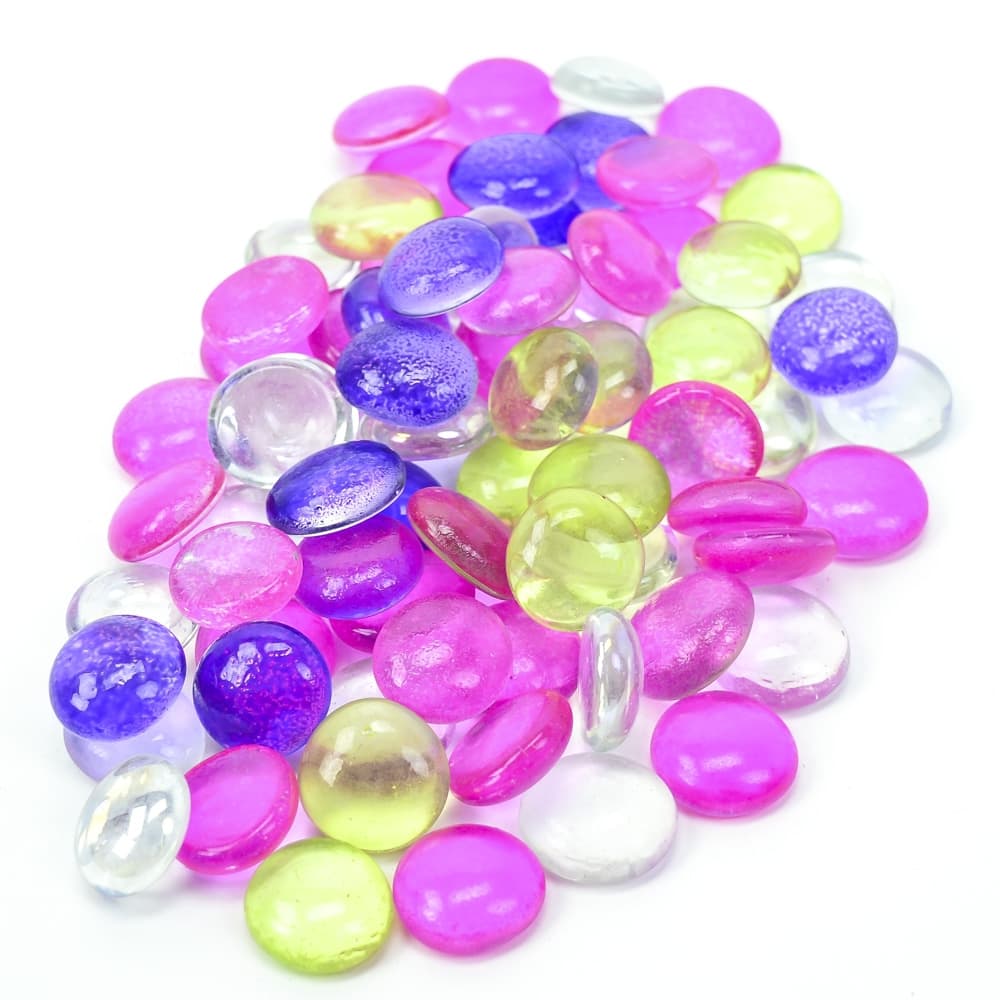 Glass Gems Mix - Pink Purple Green Clear iridescent