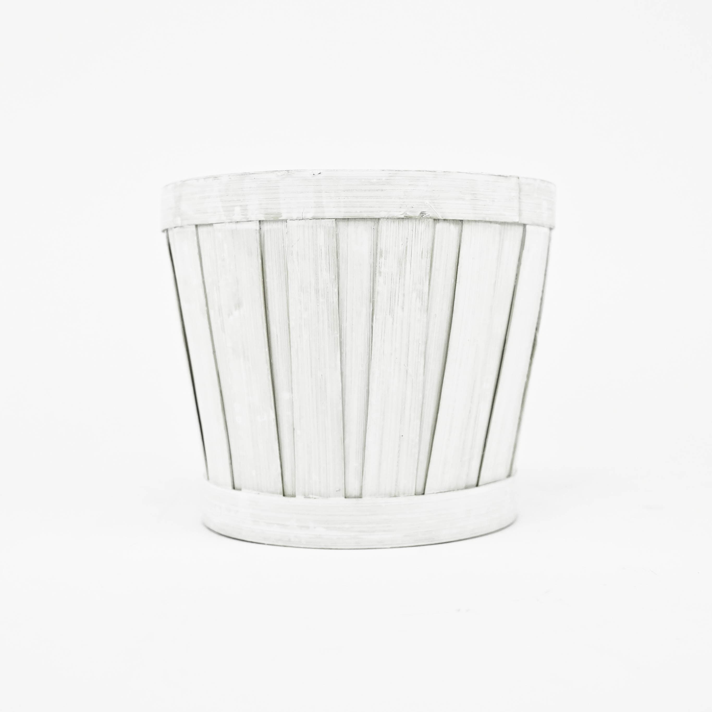 6" Bamboo Basket - White DISC