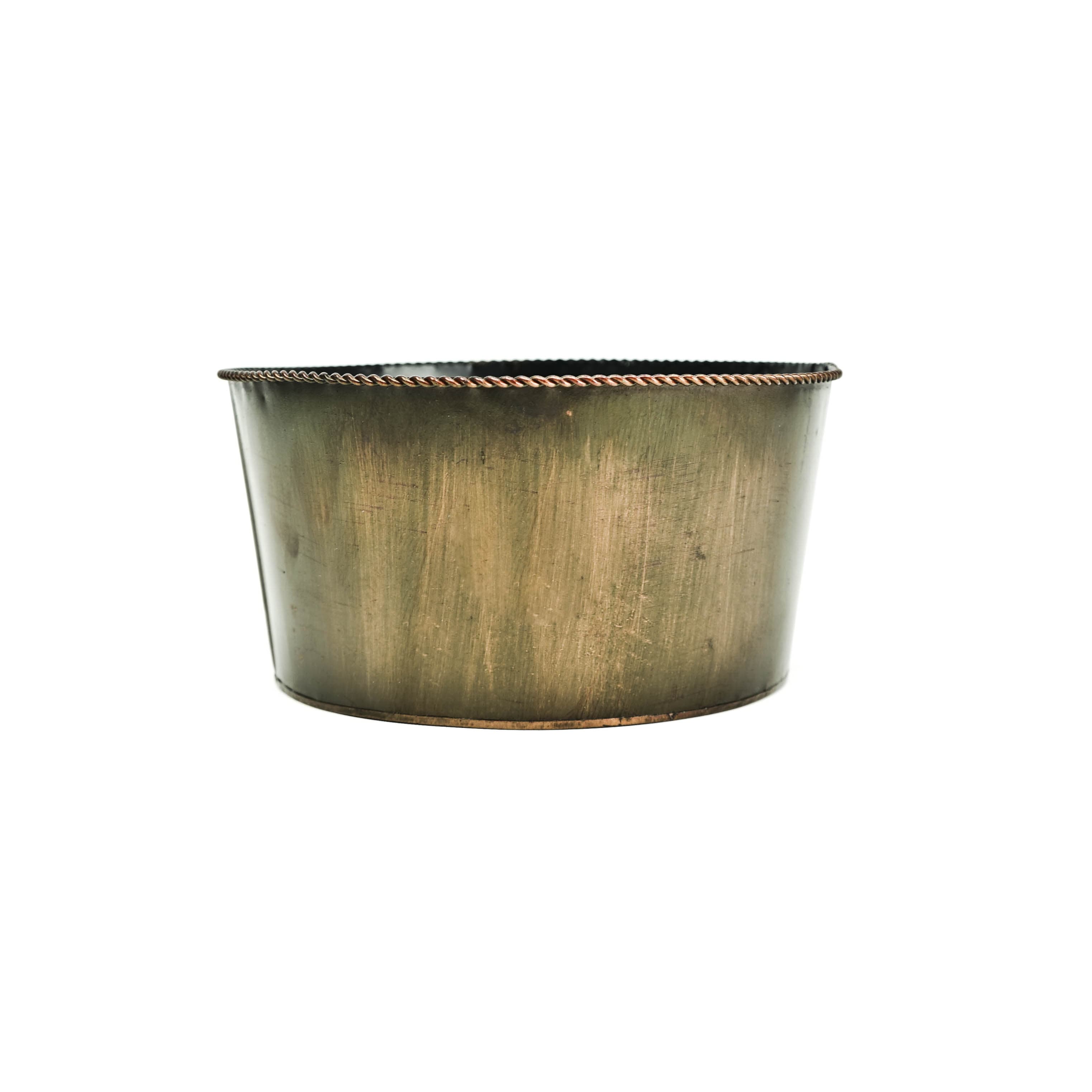 5" Round Metal Planter - Brown