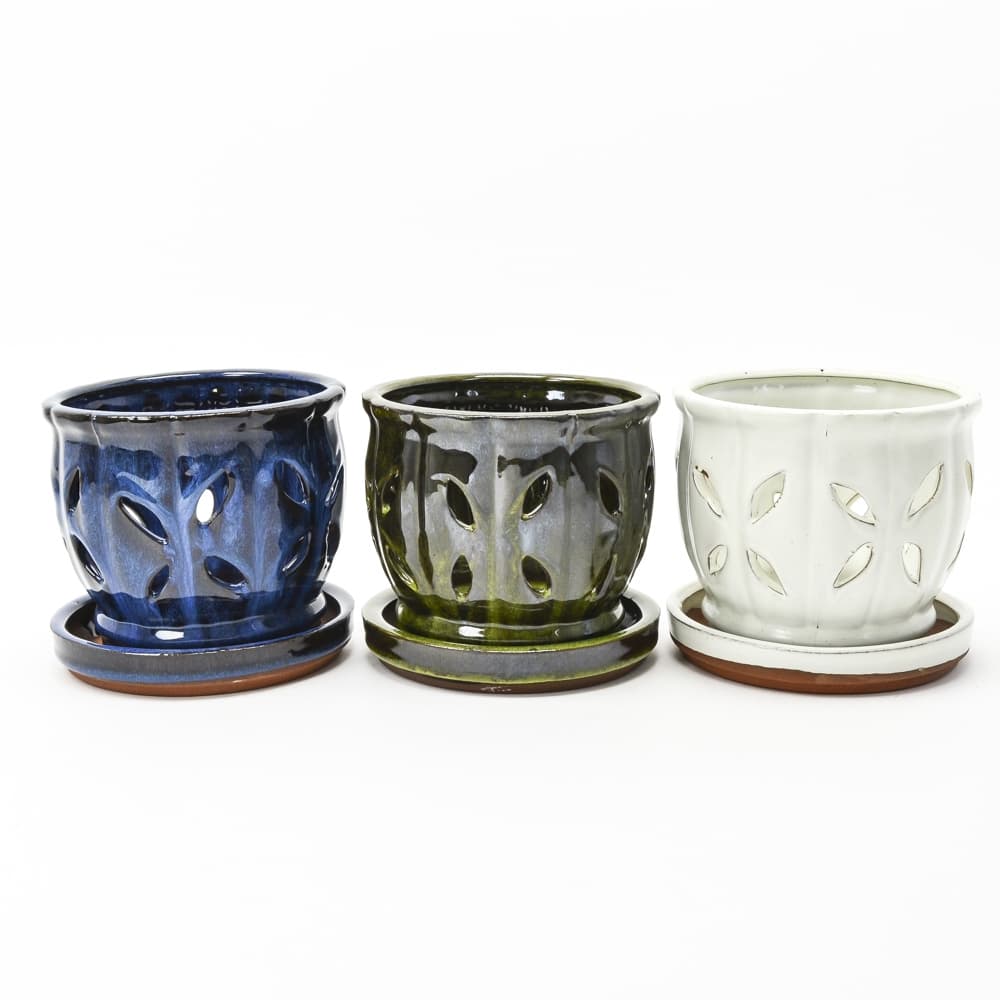 Glazed Ceramic Planter Set of 3