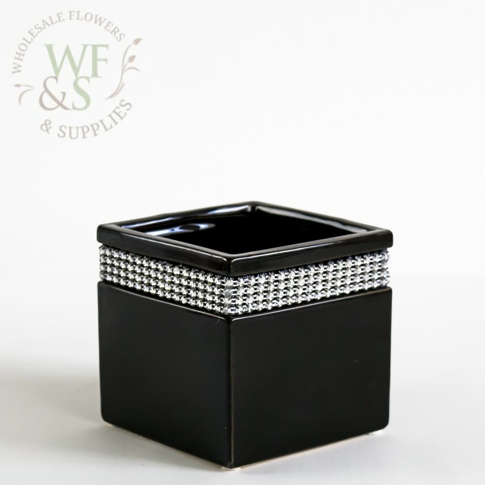 Jeweled Black Ceramic Square