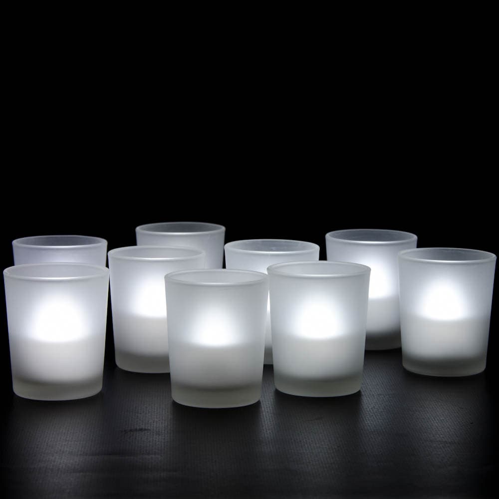12-Pack Frosted Glass Cylinder Votive Candle Holders