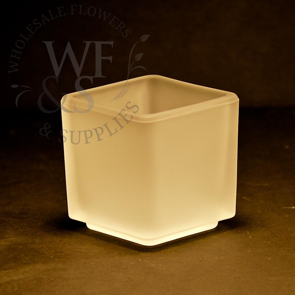 12 Pack Square Frosted Candle Holders