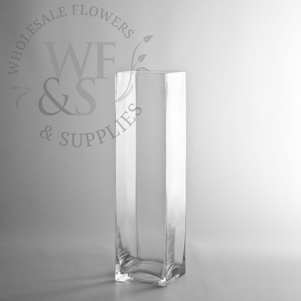 Square Glass Block Vase 12-inch x 3-inch