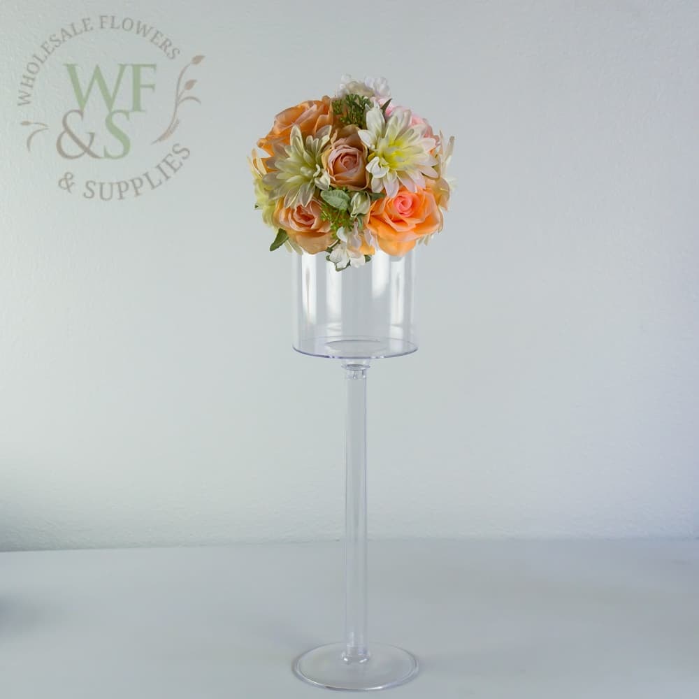 Plastic Cylinder Pedestal Vase 18.5 inches tall 