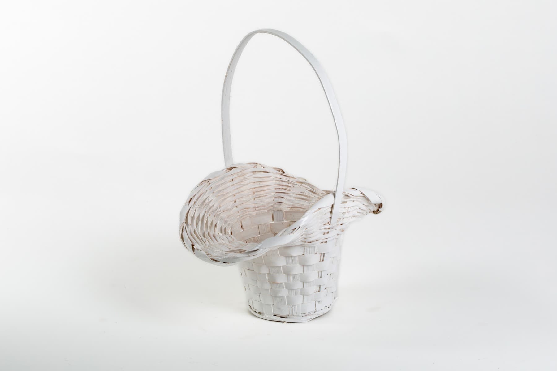 11 1/2"  White Wicker Flower Girl Basket