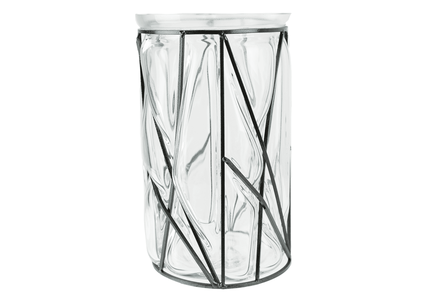 Mosaic Glass Cylinder Metal Trim