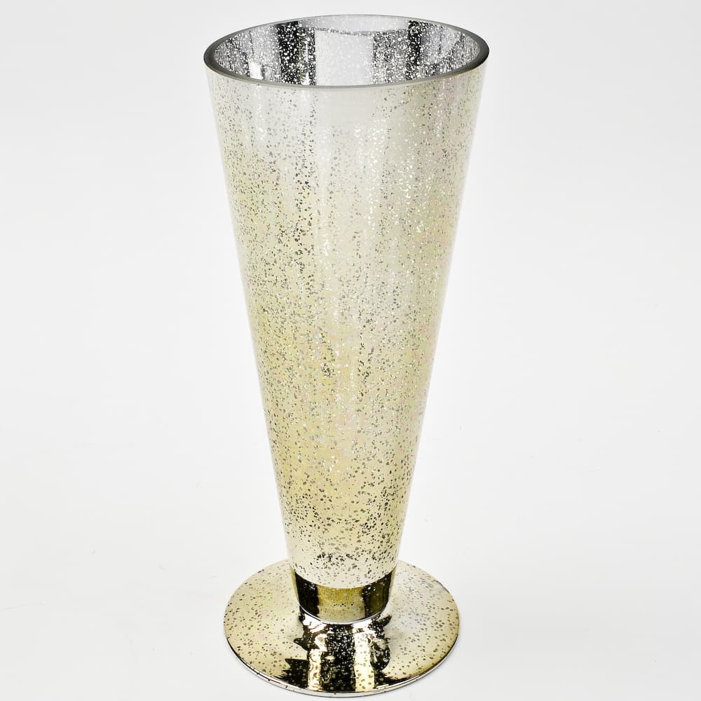 12 inch Mercury Glass Pilsner Vase - Gold -CLOSEOUT