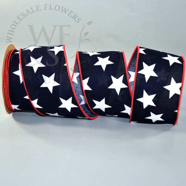 2 1/2" Wide Patriotic Flora Cotton Ribbon
