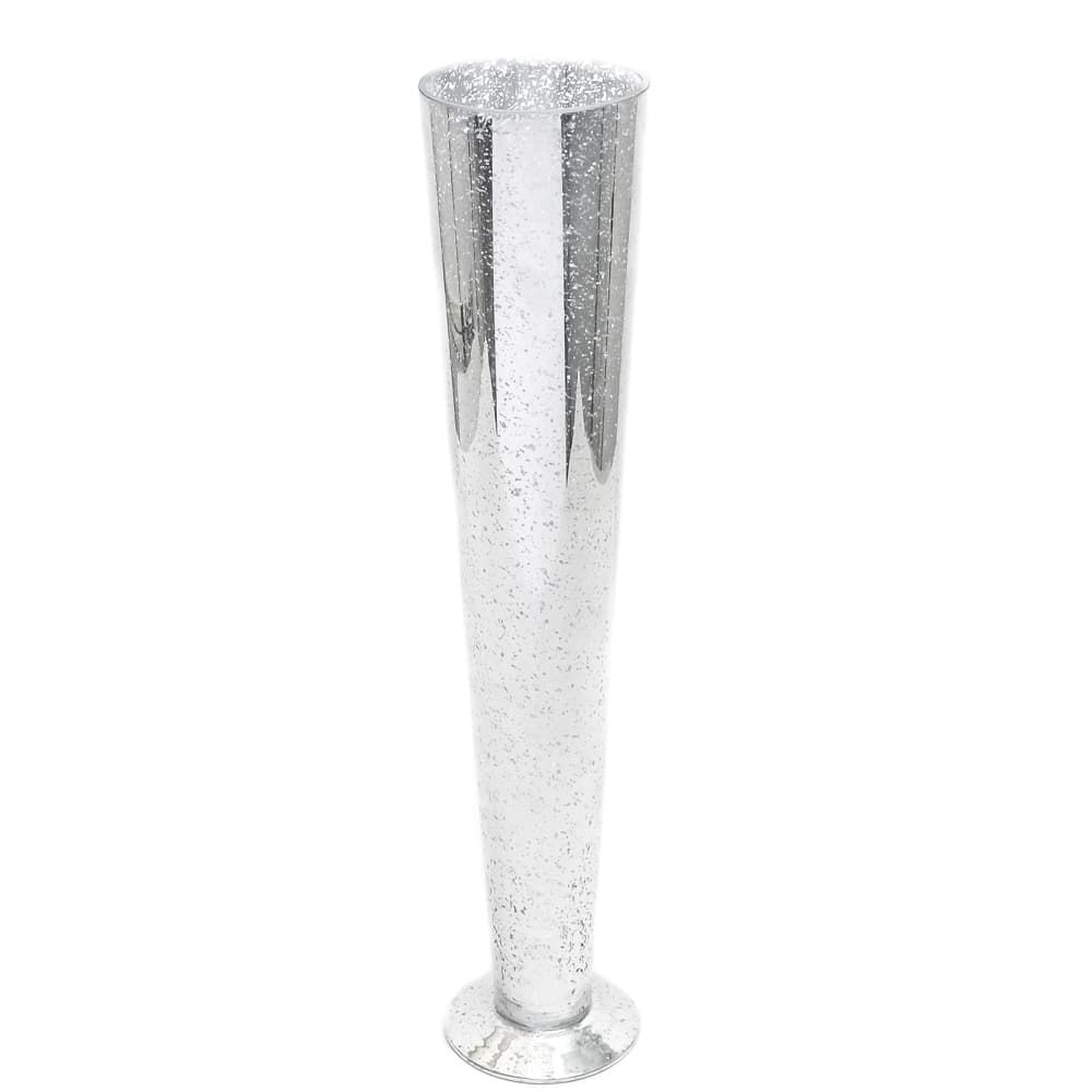 28 inch Silver Mercury Glass Pilsner Vase