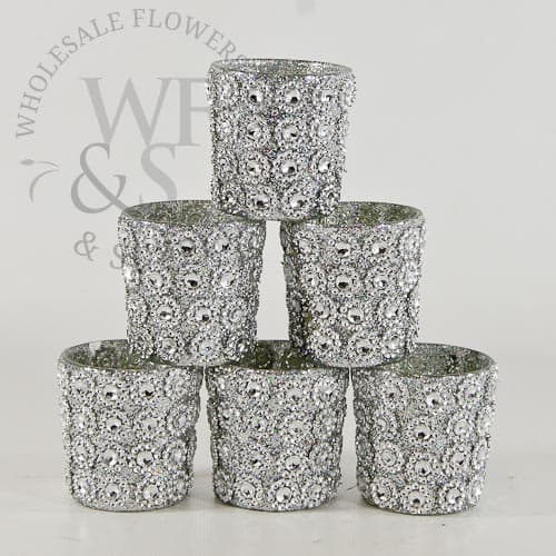 2.25" Diamond Glitter Votive Holder 6 Pack