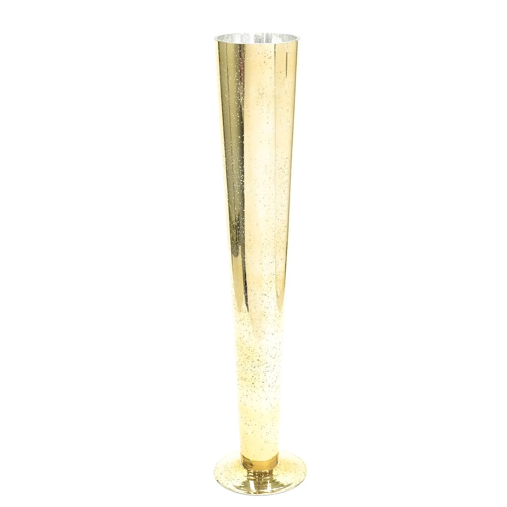 28 inch Champagne Gold Mercury Glass Pilsner Vase