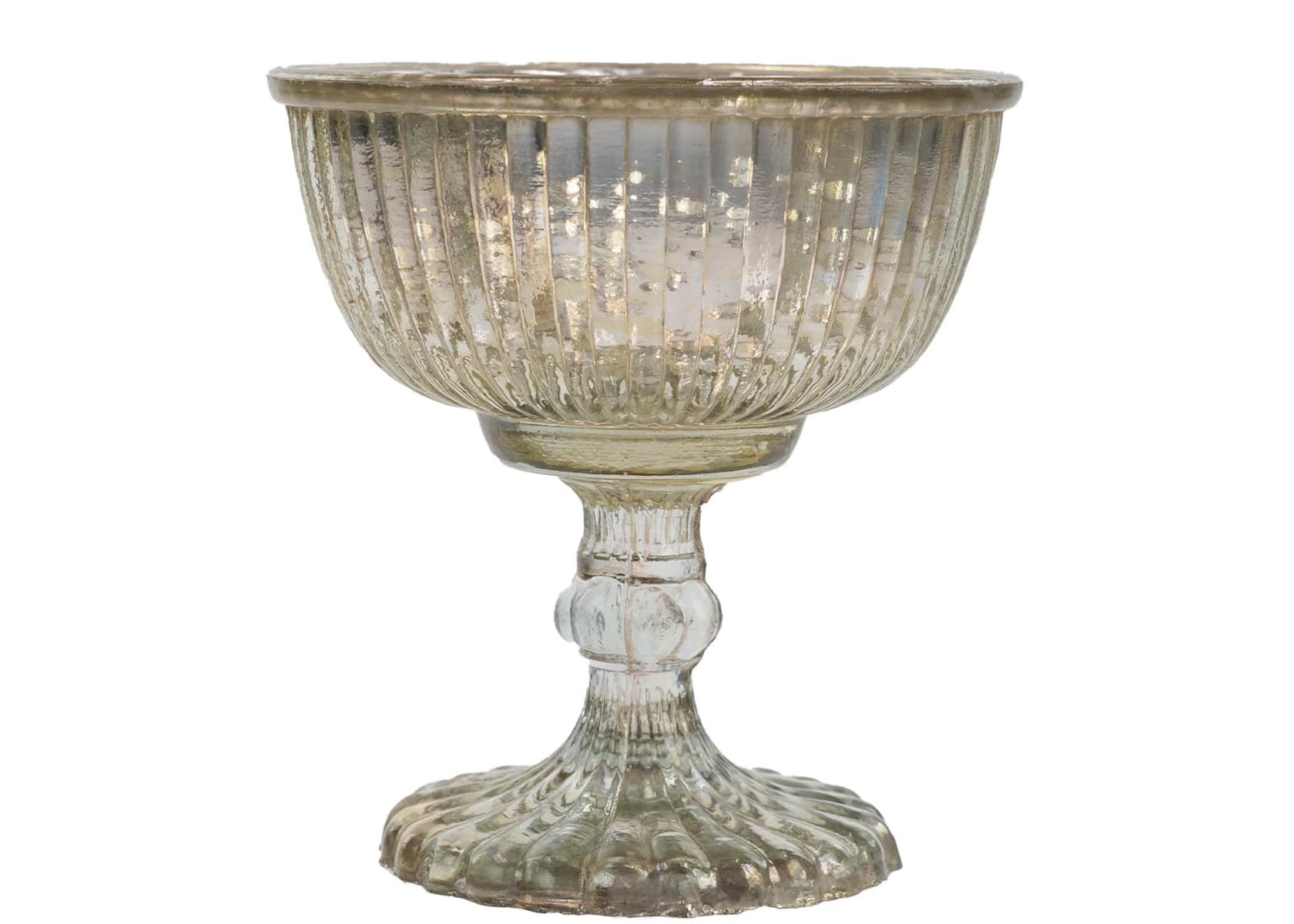 5" Mercury Glass Pedestal Bowl - Silver