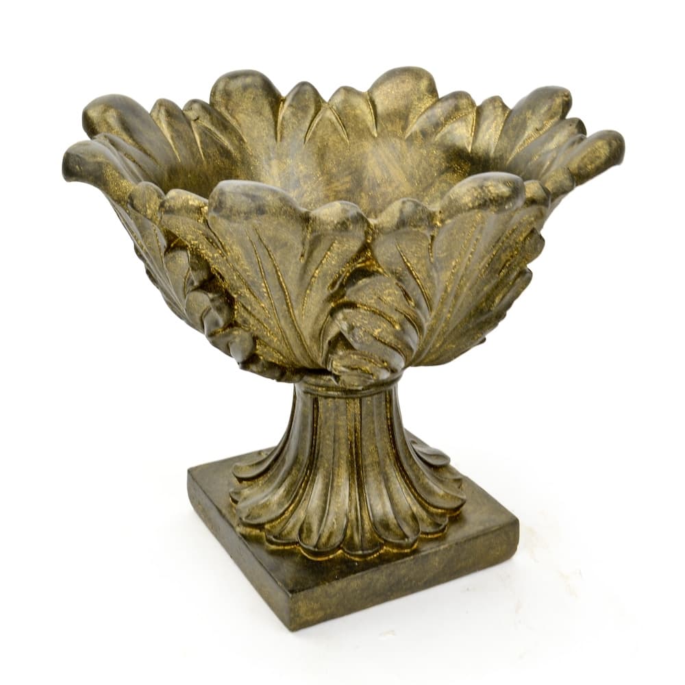 11 inch Acanthus Leaf Urn in Rustic Metallic Gold