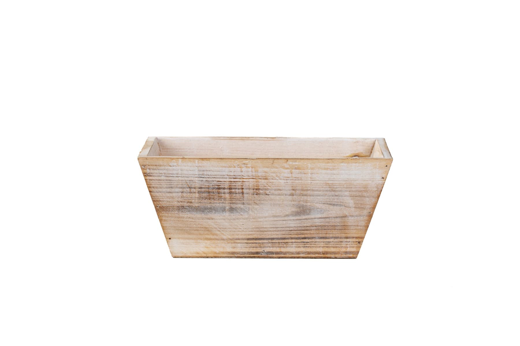 8.25" White Wash Rectangular Tapered Wood Planter