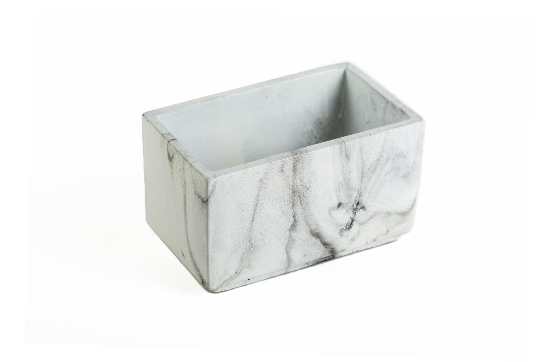6" Marble Print Rectangular Cement Planter