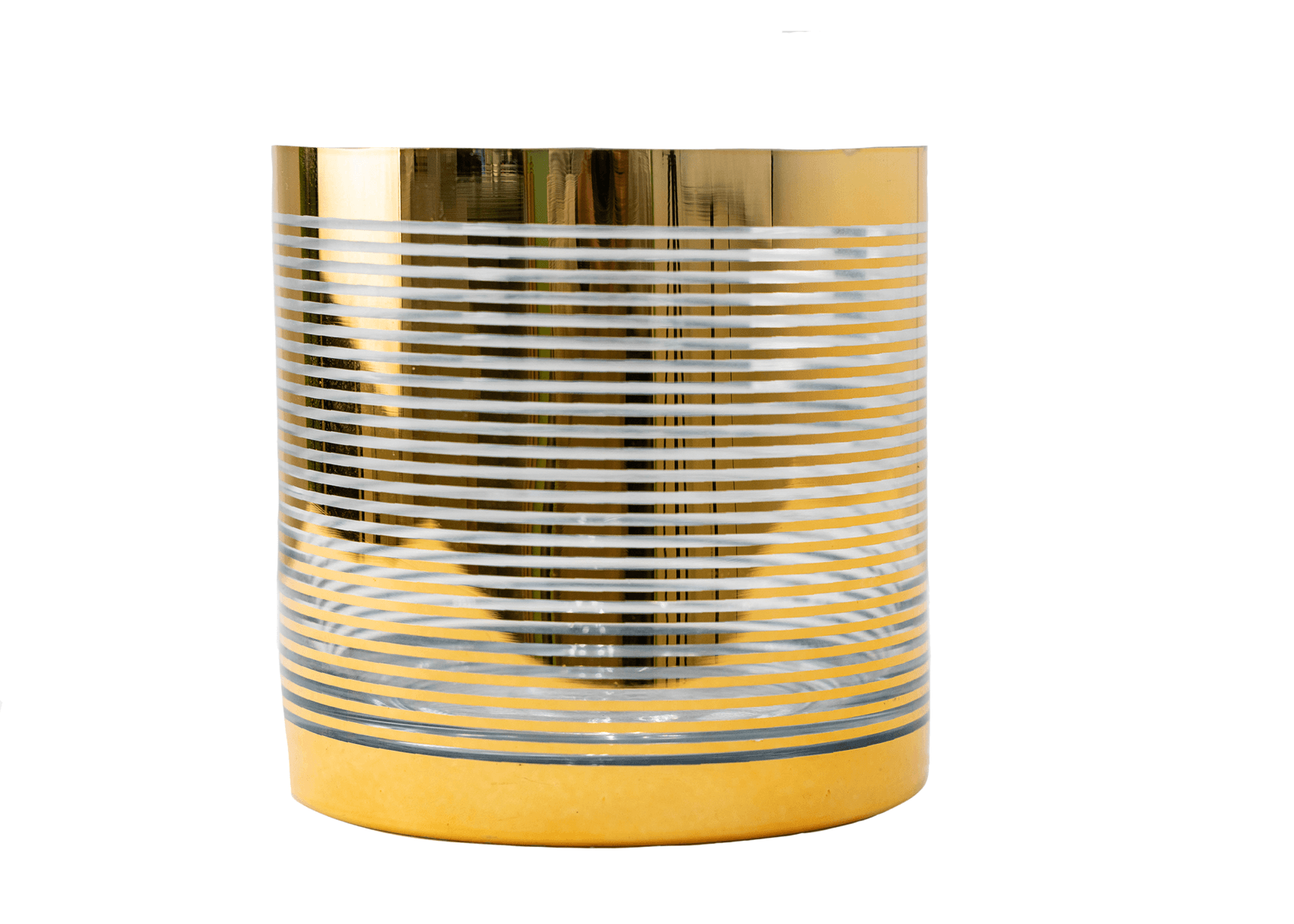 Gold Striped Cylinder  Glass Vase