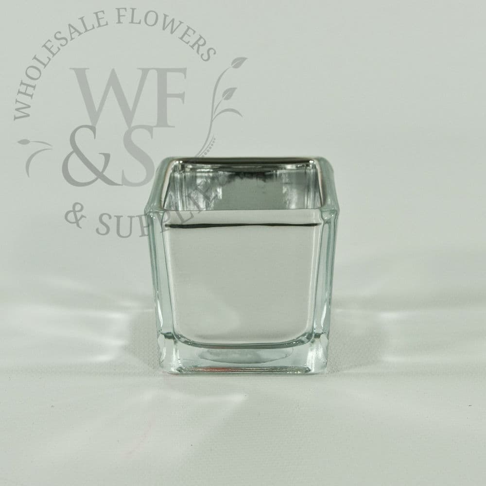 2" Square Mirrored Glass Vase / Votive Holder
