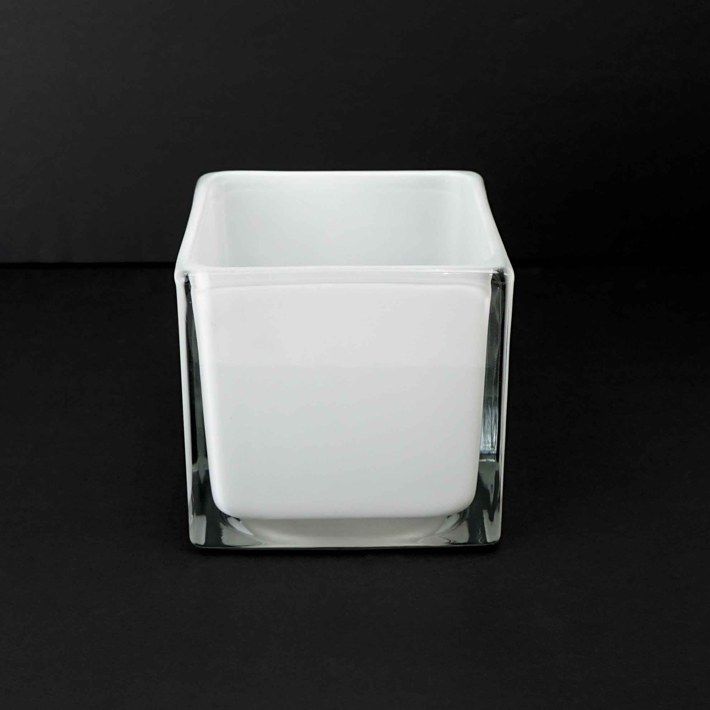 5" Glass Cube Vase - White