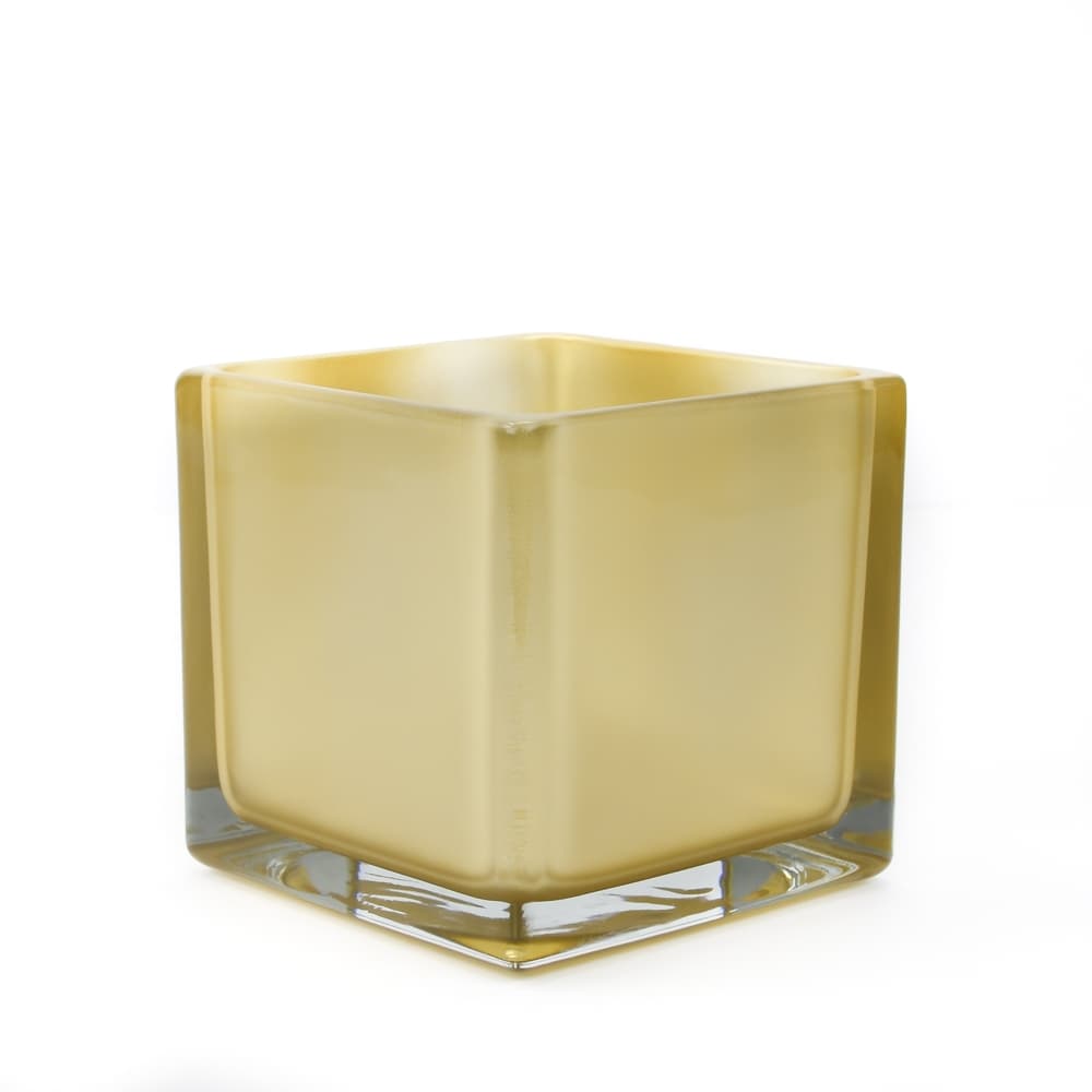 5" Glass Cube Vase - Champagne Gold