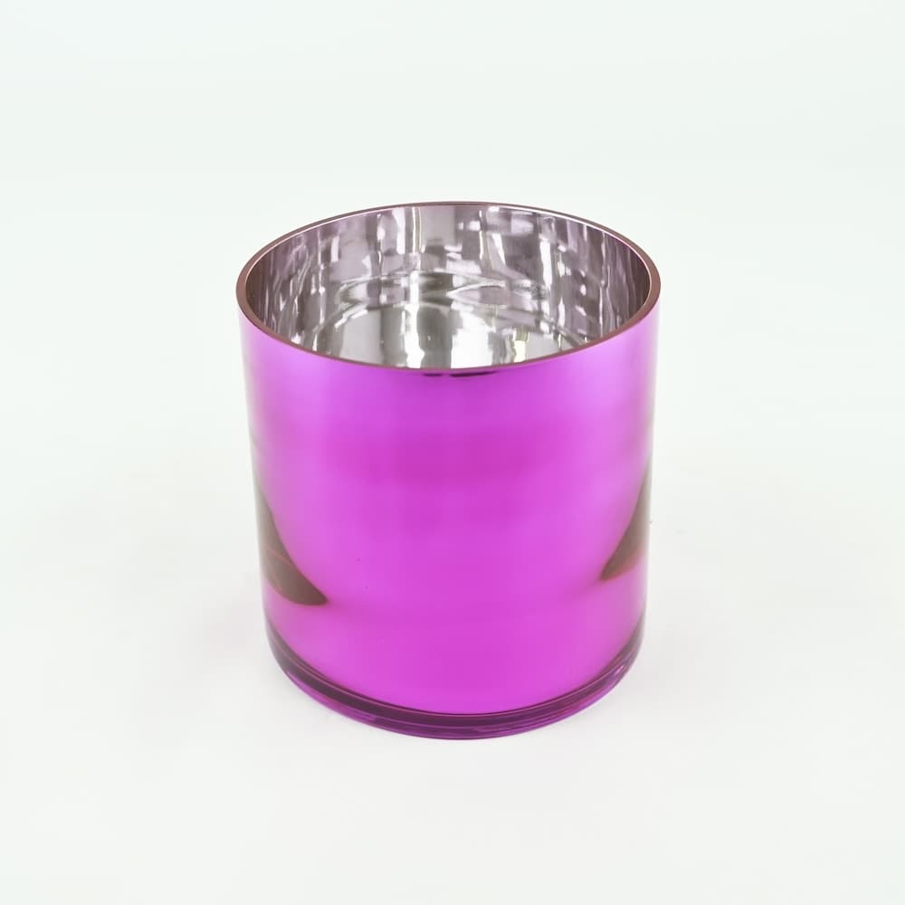 Pink Cylinder Mirrored Glass vase - 6 x 6" 