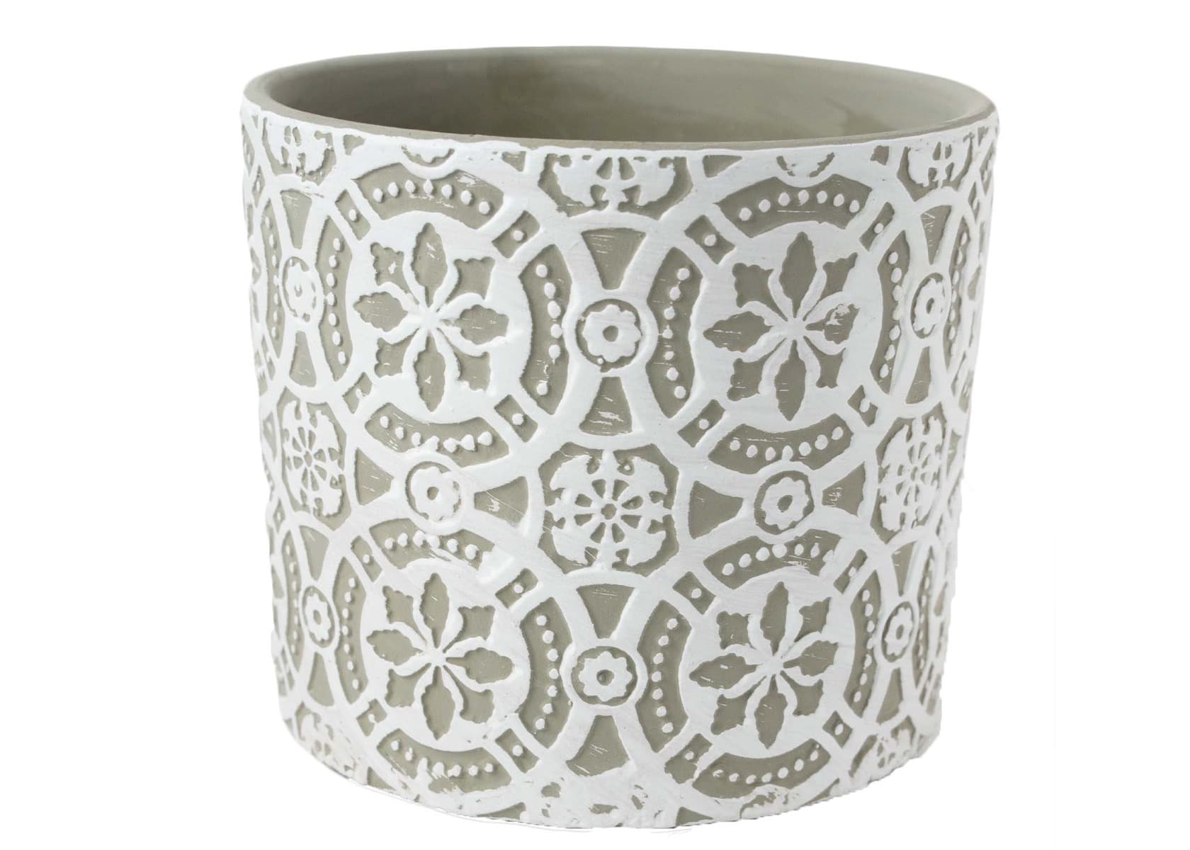 4 7/8" Embossed Cylinder Vase - Gray 