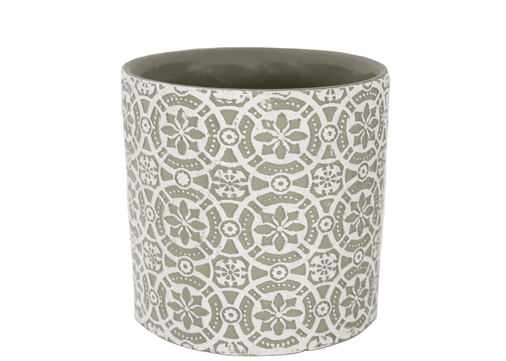 6.75" Embossed Cylinder vase - White/Gray