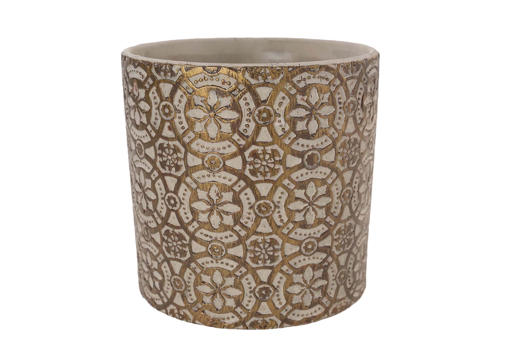 Embossed Gold Wash Cylinder Vase 6 3/4"