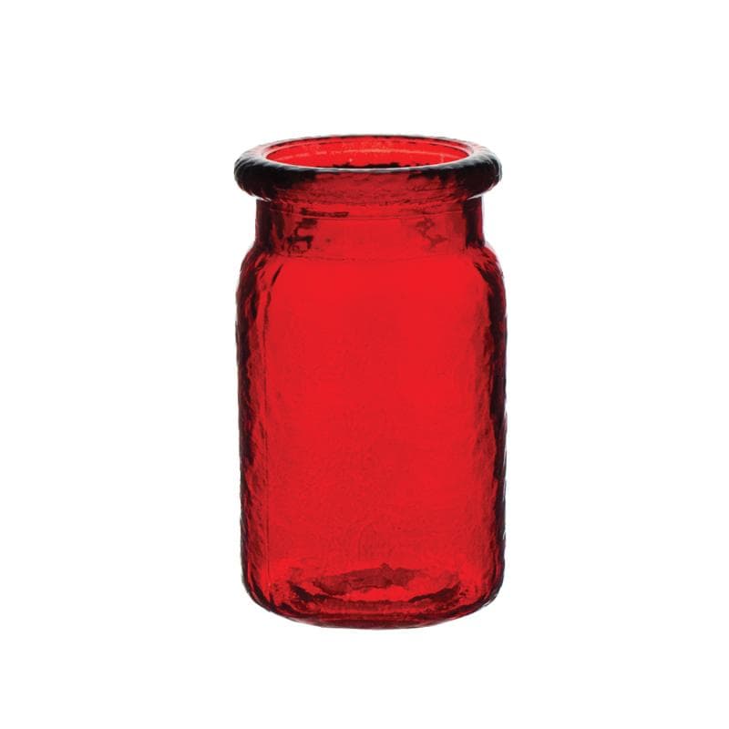 6 1/2" Hammered Mason Jar Ruby Red