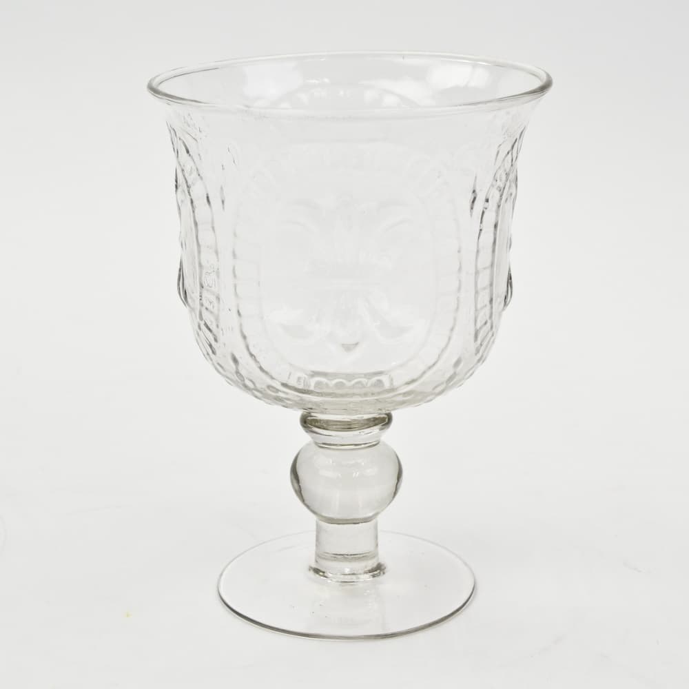 7.5in Glass Fleur-de-lis Pedestal Vase DISC