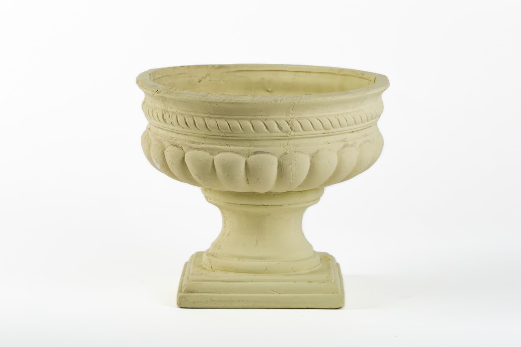 8.5" Cream Stone Footed Pedestal Urn