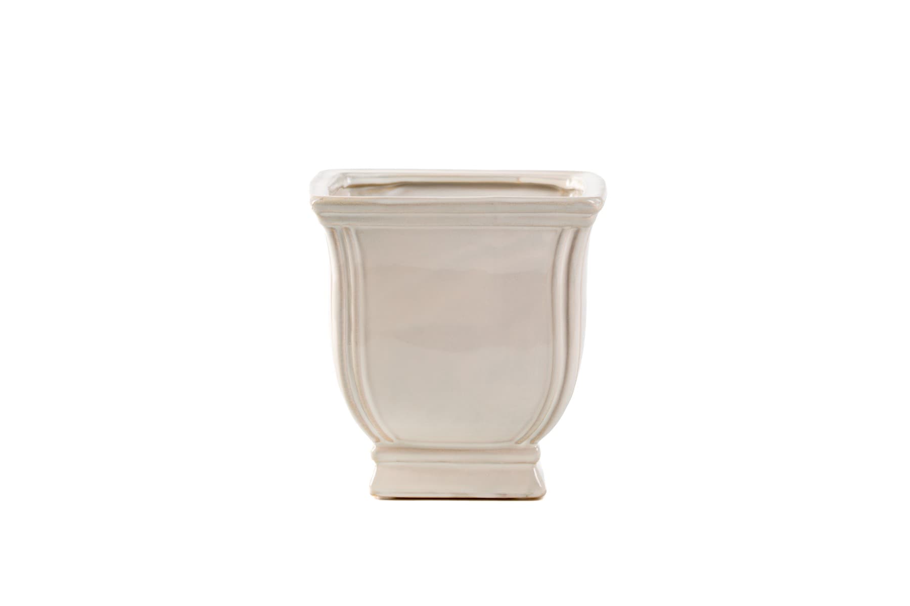 6 3/8" Cream Square Urn Ceramic Pot