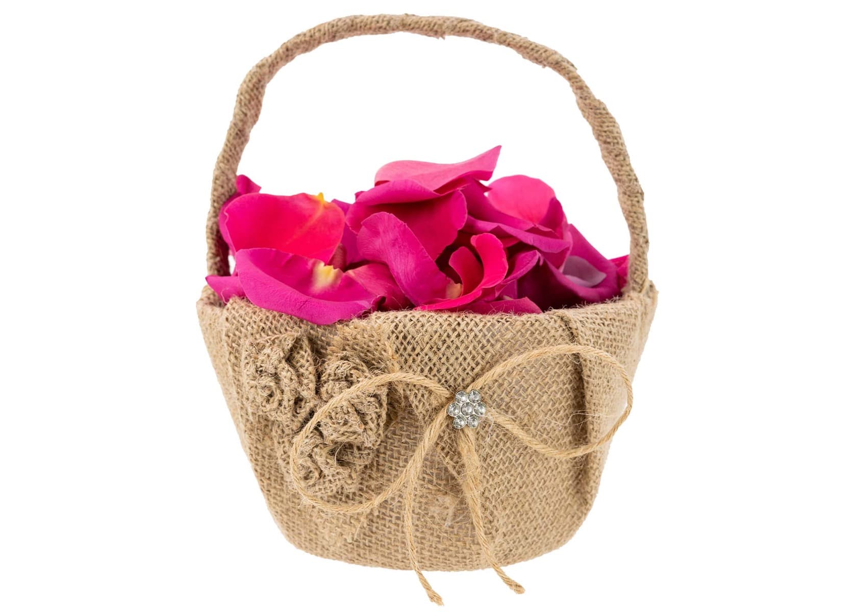 Burlap Flower Basket with Bows 
