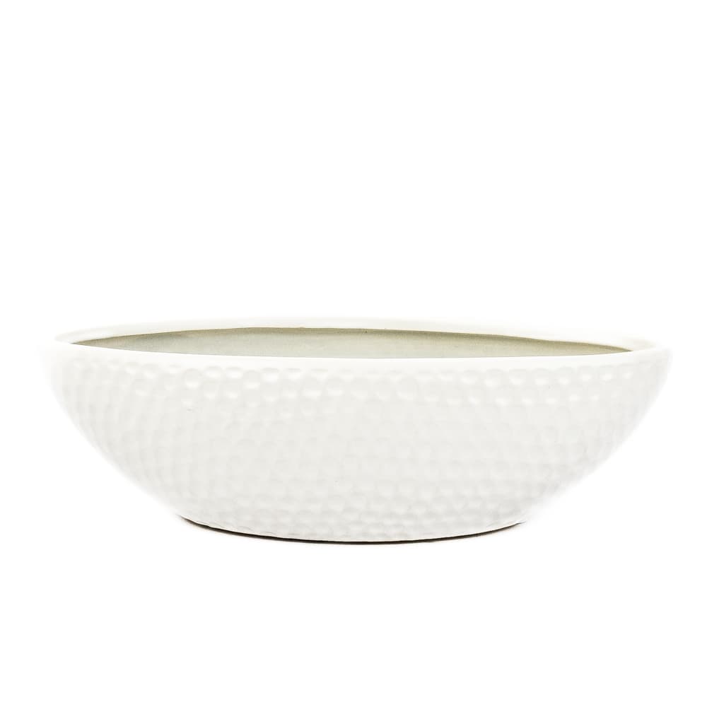 12 inch Dimpled Ceramic Planter - White