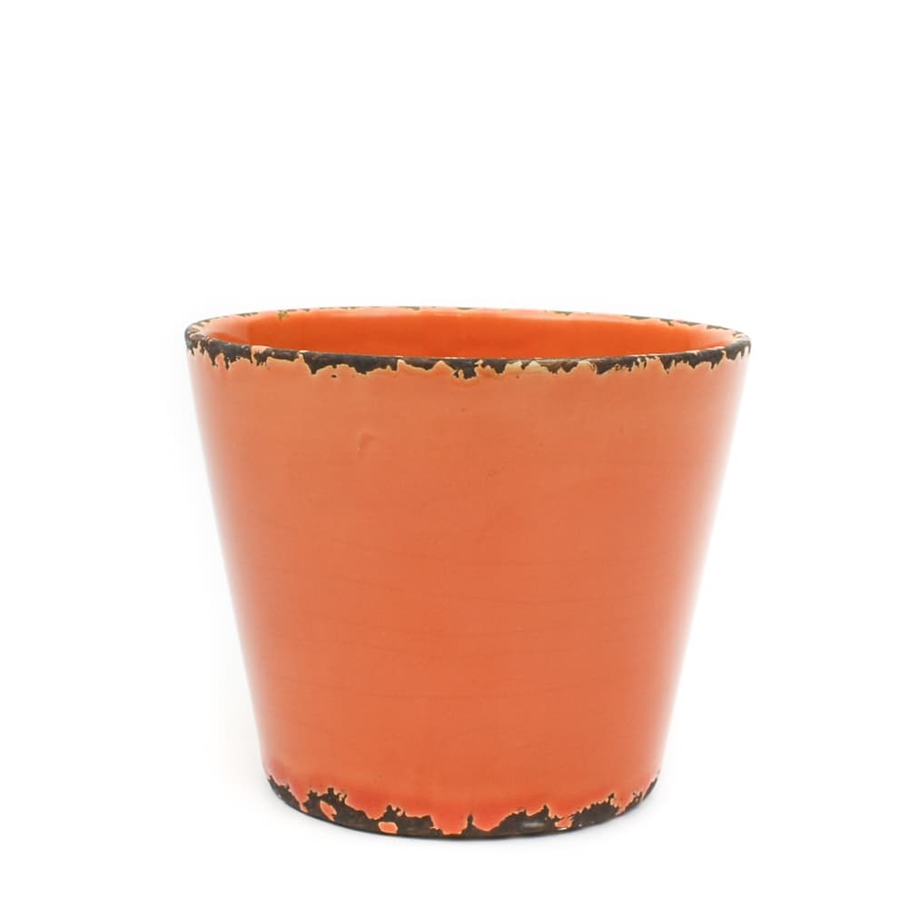 Shabby Chic Ceramic Pot, Orange