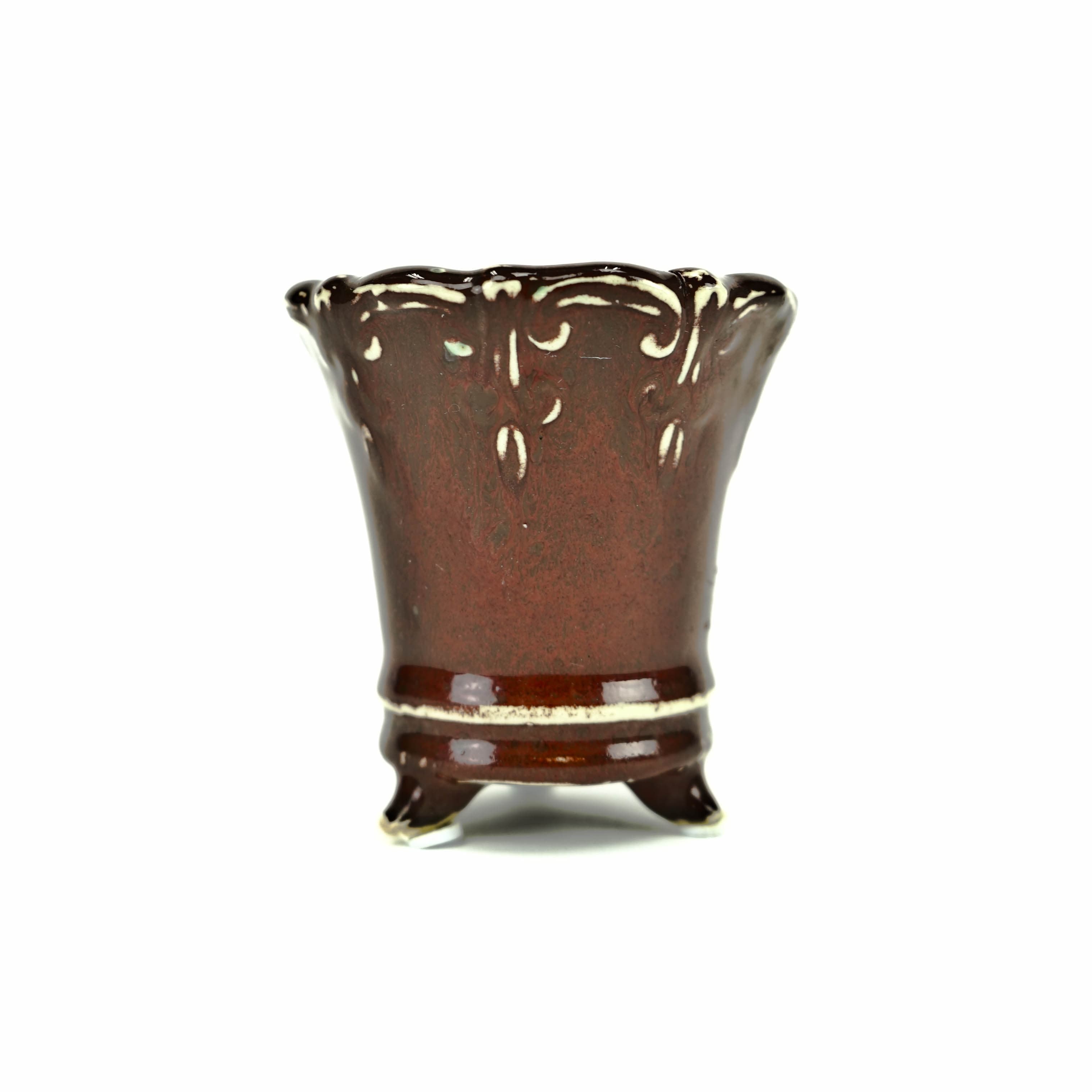 3" Ceramic Pot  Dark Red