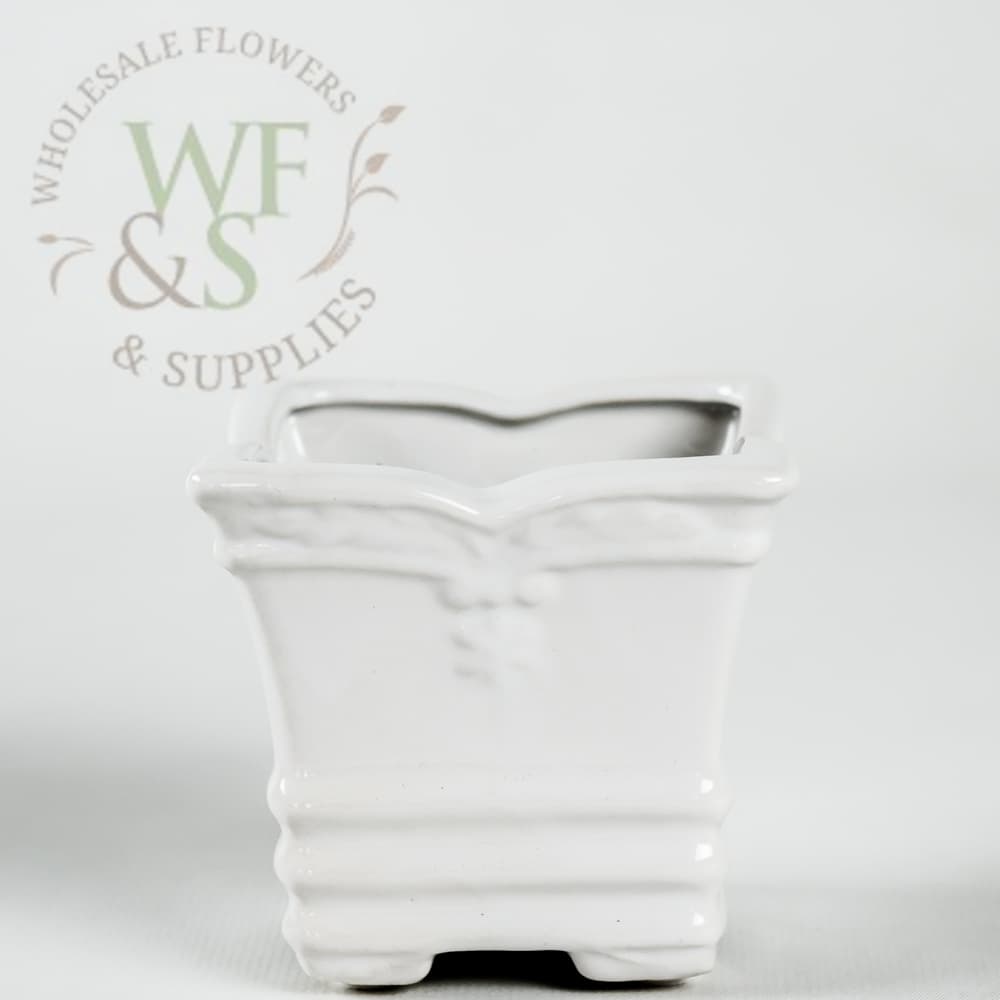 3" Ceramic Tapered Pot - White