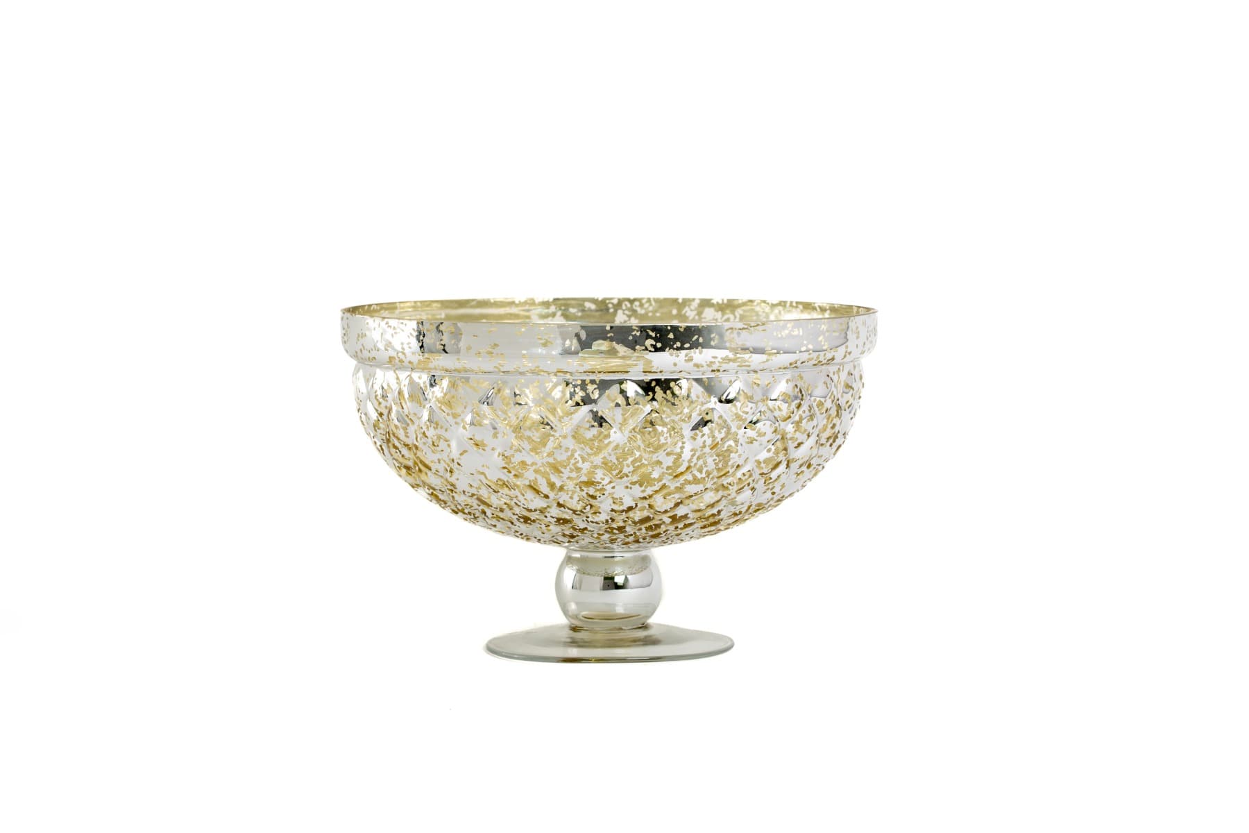 11 3/4" Silver Mercury  Glass Pedestal Bowl