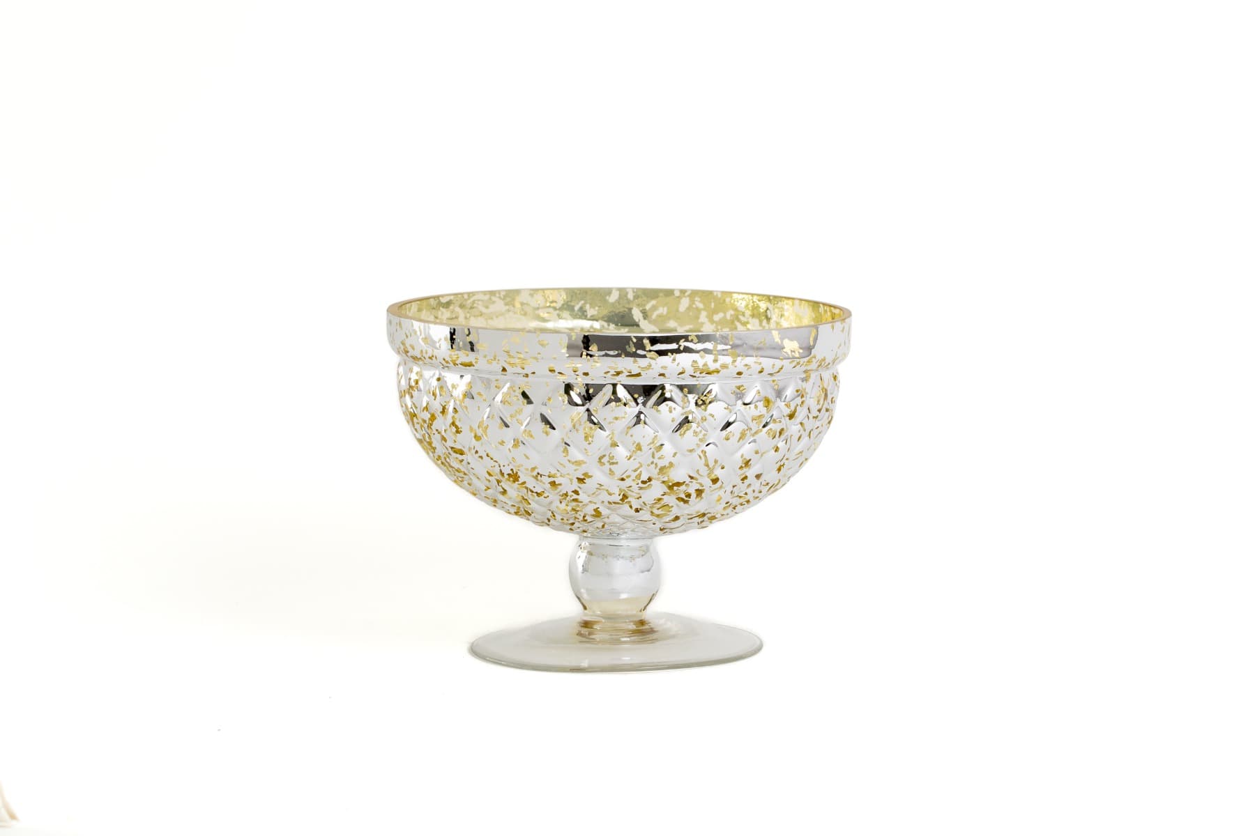 8" Silver Mercury  Glass Pedestal Bowl