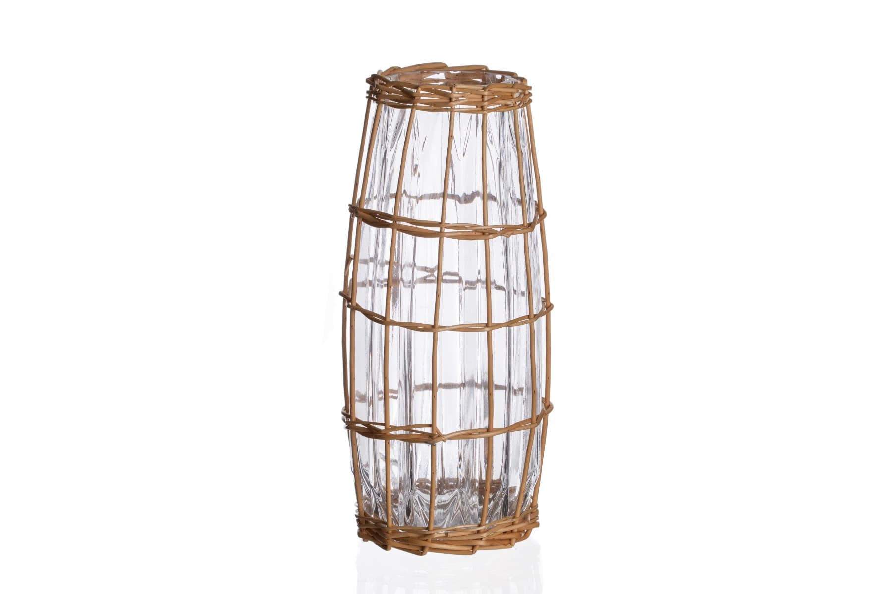 12"  Wicker Wrapped Glass Vase