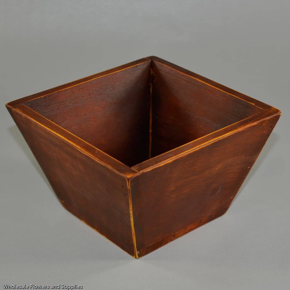4" Chestnut Color  Wood Tapered Planter 
