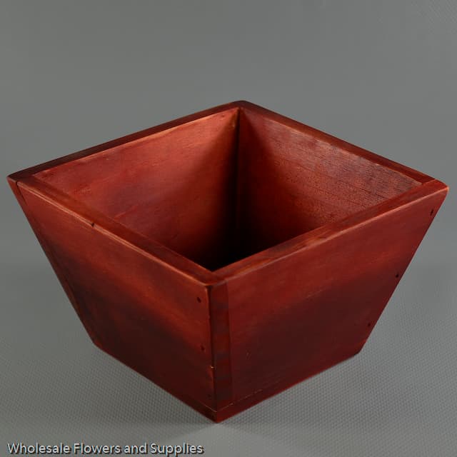 4" Red Wood Tapered Planter 