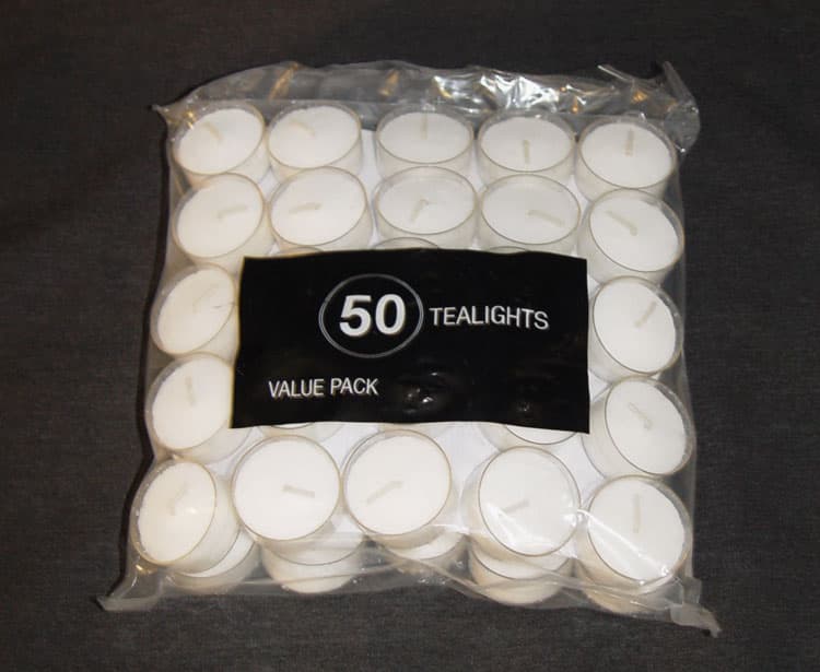 50 Tea Light Candles in Clear Plastic Cups