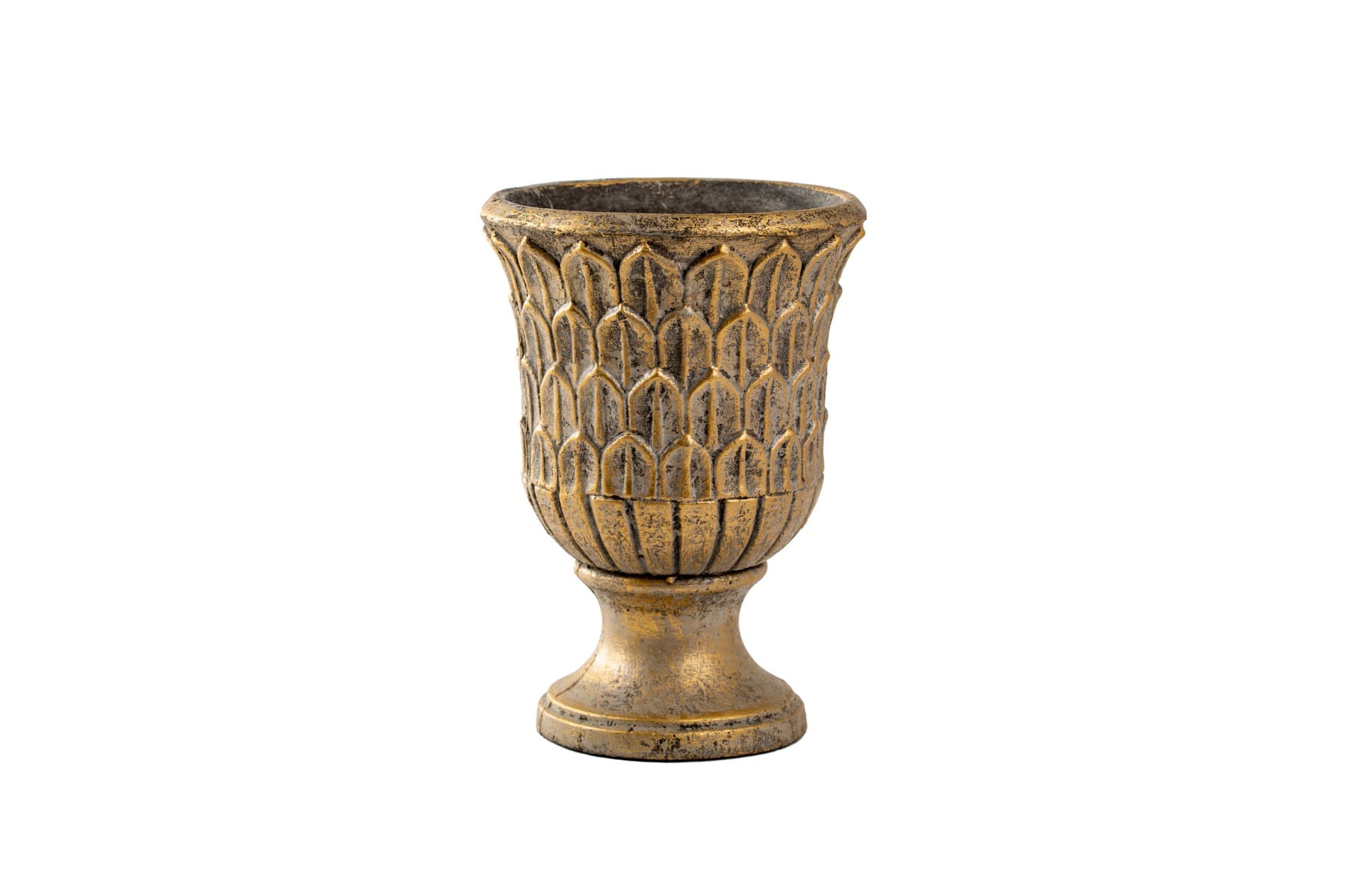 9" Gold Tobias Cement Footed Urn