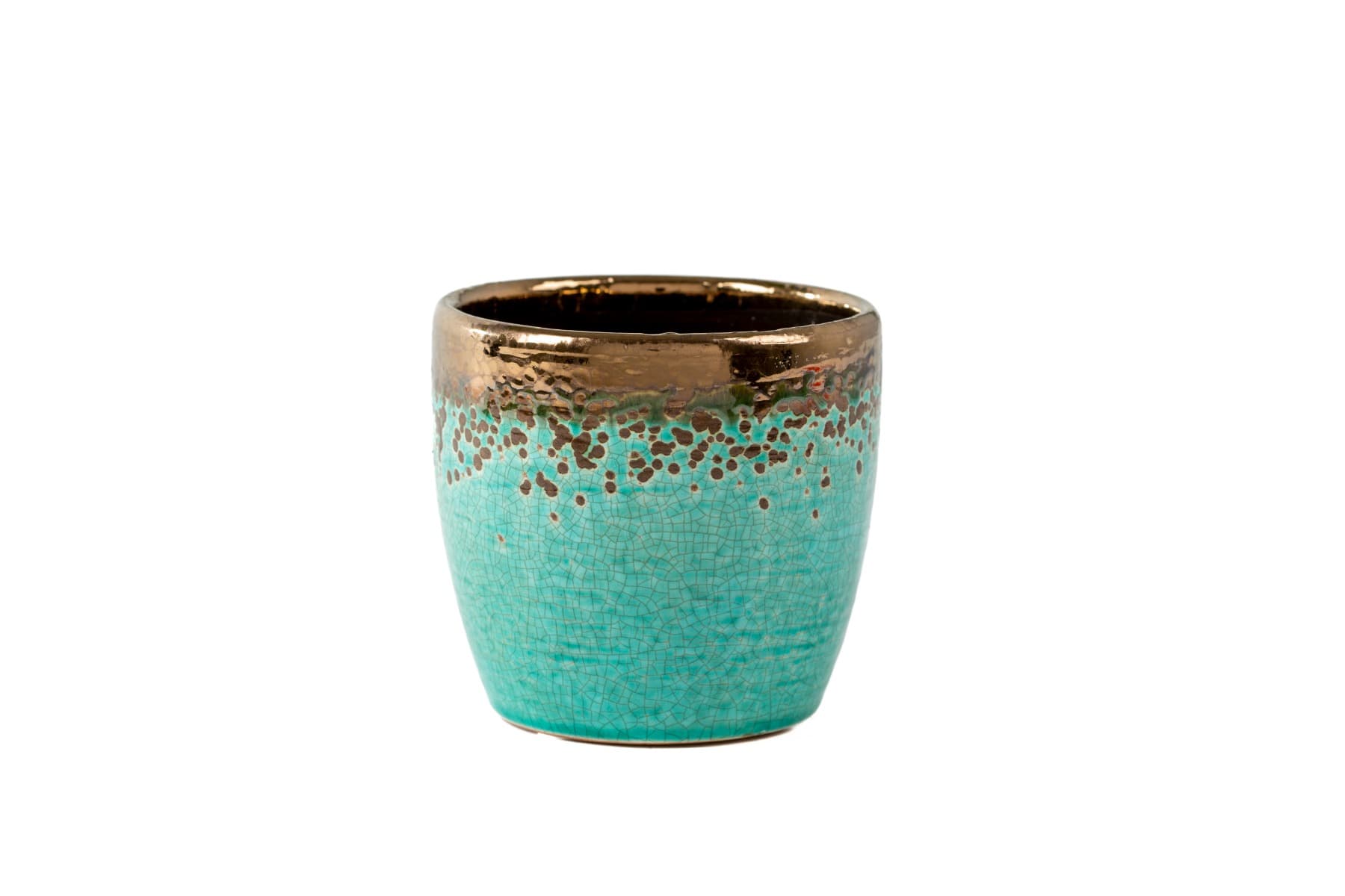 4.5" Turquoise Electroplate Ceramic Planter