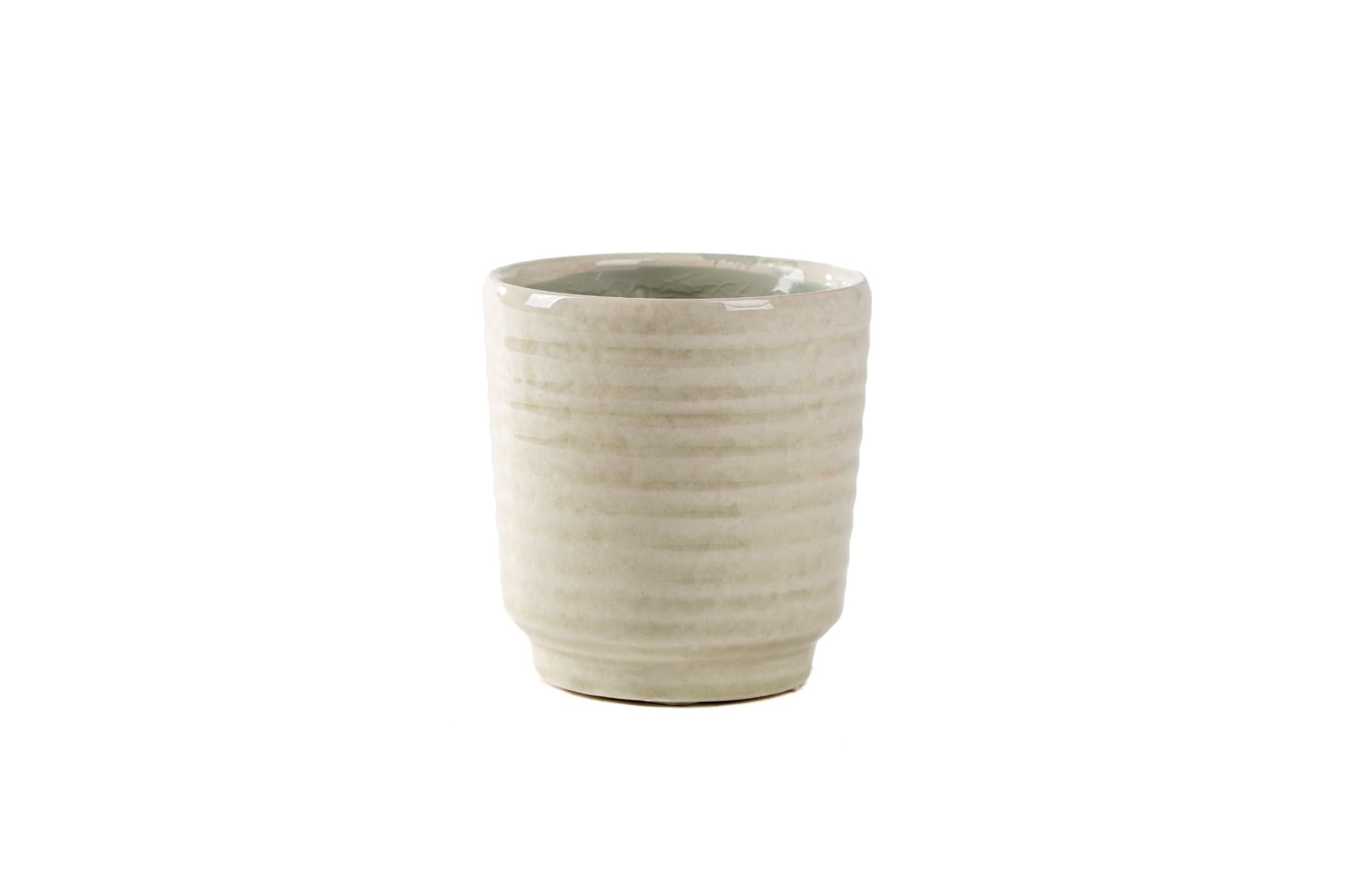 4" Celadi White Ribbed Ceramic Pot